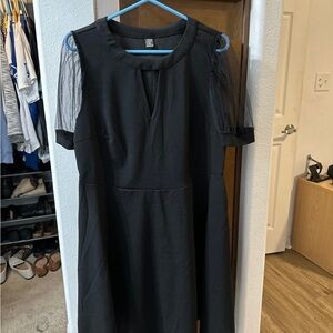 SHEIN Black Mini Dress with Sheer Sleeves